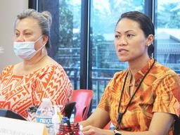 Fara Utu (left) and DoH Pharmacist, Dr. Francine Amoa