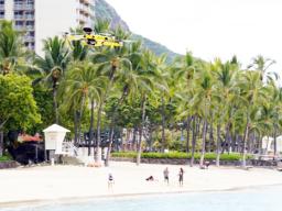 Drone over Waikiki beach