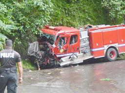 Firetruck that crashed on Afono road.