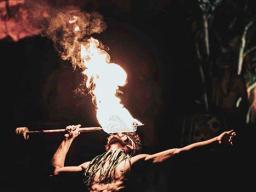 Fireknife dancer 'eating' fire
