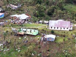 A wrecked village on one of Fiji's southern islands 
