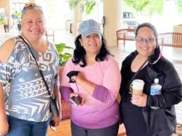 Elisapeta T. Lesatele Alaimaleata (left) and DYWA Director Salote Fanene (center) taking a picture with Makerita Fa'ae'e Iosefo 