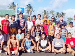 Young people of Fagaalu village in a group photo