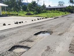 Potholes on the Fagaima road