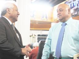 Sen. Fai’ivae Iuli Godinet (left) and local Education director Talauega Dr. Samasoni Asaeli