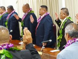 Some of the 21 House members during yesterday’s swearing-in ceremony