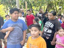 Faleaasao Elementary students on the mountainside