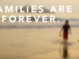 Families are forever graphic with children playing in the surf