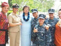 Amata with several Samoan Navy personnel, including (far left) Lolo Rosemary Chamberlain.