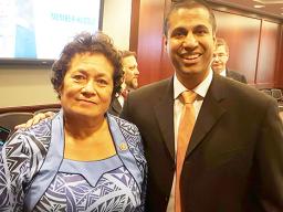Congresswoman Aumua Amata with FCC Chairman Ajit Pai. 