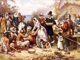 "The First Thanksgiving” painting by Jean Louis Gerome Ferris