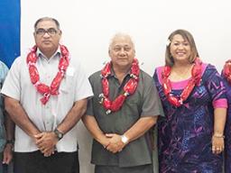Silasila Samuelu, Sen. Fano Mitch Shimasaki, Rev. Elder Ioane Evagelia, FFAS President, Sen. Faiivae Iuli Alex Godinet, Sandra Fruean, Tausaili Ott and Amio Mavaega-Luvu.
