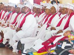 Several male graduates of Faga'itua HS Class of 2019