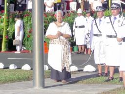 Fiame raising samoa flag