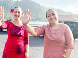 Mrs. Marian Tiare Ale (left) and First Lady Ella Perefoti Mauga (right)