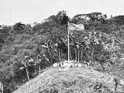 Flag raising on Sogelau Hill in Fagatogo, April 17, 1900
