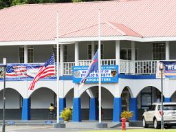 Flags at half staff in front to DPS main station