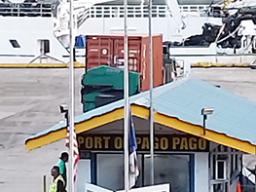 Flags flying at half staff at Port