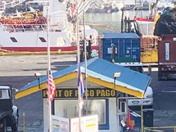 Flags flying at half staff at Port
