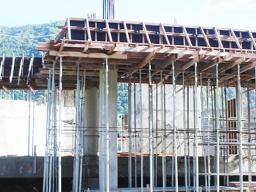 Front entrance to the new fono building under construction
