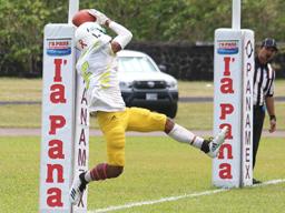 Joshua Taani securing Leone’s first touchdown of the game