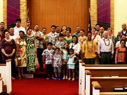 Participants at Samoan Protestant Service's first official service