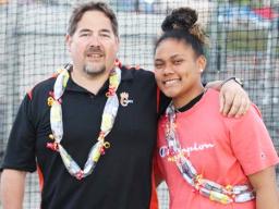 Pono pictured with her coach Bill Braun.