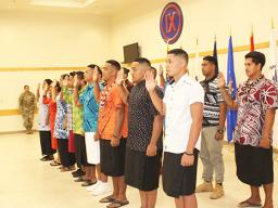 7 American Samoa young men and women during the swearing in ceremon