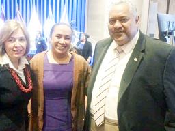 Carmen Cantor, First Lady Ella Mauga and Gov. Lemanu P.S. Mauga