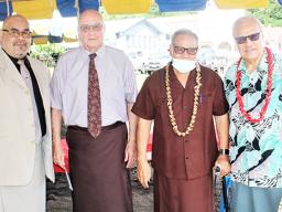 [l-r] Rev. Iasepi Ulu of CCCAS Fagatogo, Chief Justice Michael Kruse, Gov. Lolo Matalasi Moliga and Secretary of Samoan Affairs Mauga T. Asuega