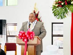 Gov Lemanu speaking about Red Cross Centennial Day