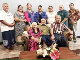 Their Highnesses Tui Atua Tupua Tamasese Ta’isi Efi and Masiofo Filifilia Tamasese with Governor's Office staff