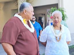 Prime Minister Fiame Naomi Mata’afa and Governor Lemanu Peleti Mauga