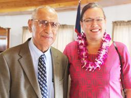 Sen. Soliai Tuipine Fuimaono (left) and District Court Judge, Gwen Tauiliili-Langkilde (right) 