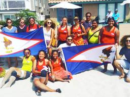 American Samoa’s U18 Women’s Beach Handball Team with supporters