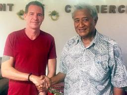 DOC director Keniseli Lafaele and Hope Dialysis Center co-founder and managing director Chris Fisher.