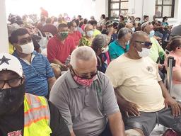 Crowds at health center waiting for vaccination