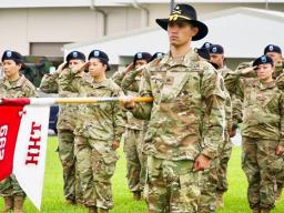 Soldiers in Hilo at deployment ceremony Friday 