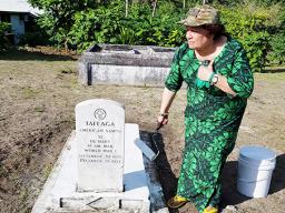 historical marker for Seaman Tafeaga with Cong. Amata 