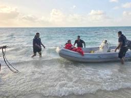 Emergency Services Authority staff rescue crew of the HMNZS Manawanui 