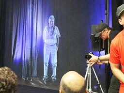 The livestream 3D hologram of University of Hawaii president Dr David Lassner