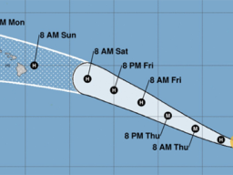Track of Hurricane Douglas as of Thurs morning
