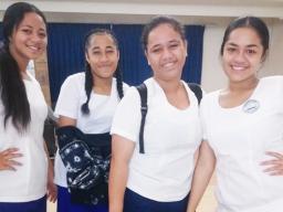 Girls from Iakina Seventh-Day Adventist High School who competed Thursday morning in the 2020 Island Wide Science Fair  