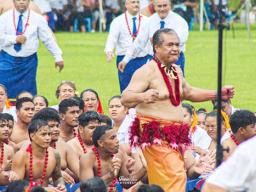 The Catholic congreation during their taualuga 