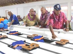 (L-R) Soliai Tuipine Fuimaono, Senate President Tuaolo Manaia Fruean, Senator Fano Frank Shimasaki, and DPS Commissioner Ta'aga Saite Moliga