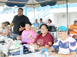 Seagull Head Coach Tommy Elisara and Manager Annie Coffin with ASRU officials