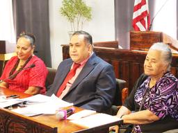 Fanene Edda Wyberski, AG Fainuulelei Falefatu Alailima-Utu and Chief Immigration Officer Fagamalama Fualaau