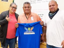 Kueni Hisatake and Fou Laolagi with former Manu’a Faipule, Vesi Fautanu (center)