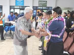 Lt. Governor Pulumataala Ae Ae, Jr. shaking hands