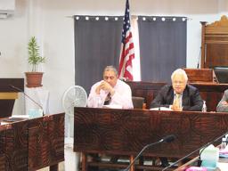  L - R Police Commissioner Lefiti Pese, Deputy Attorney General Roy Hall, and Director of Homeland Security Samana Ve’ave’a